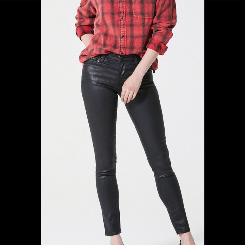 Never worn dark grey AG coated legging jeans